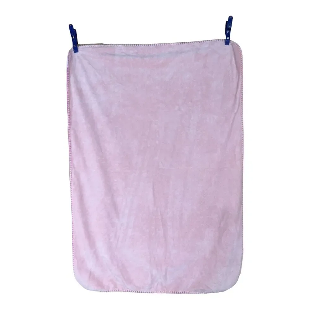Pottery Barn Kids Pink White Baby Blanket Whipstitch Edge Soft